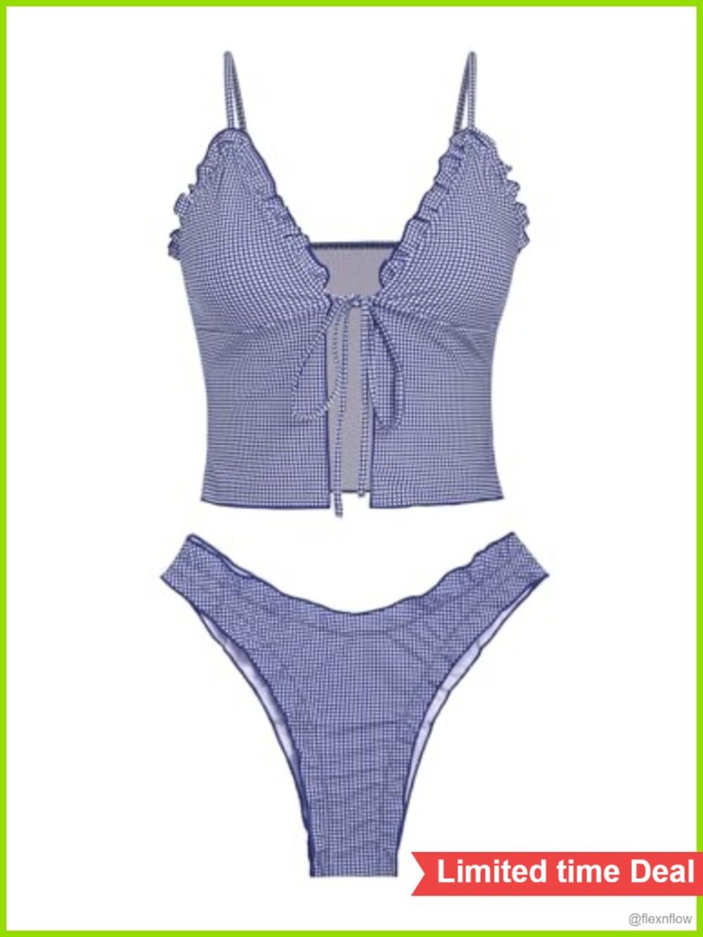 Tankini Swimsuits for Women Tie Front Cropped Top Two Piece Bathing Suits